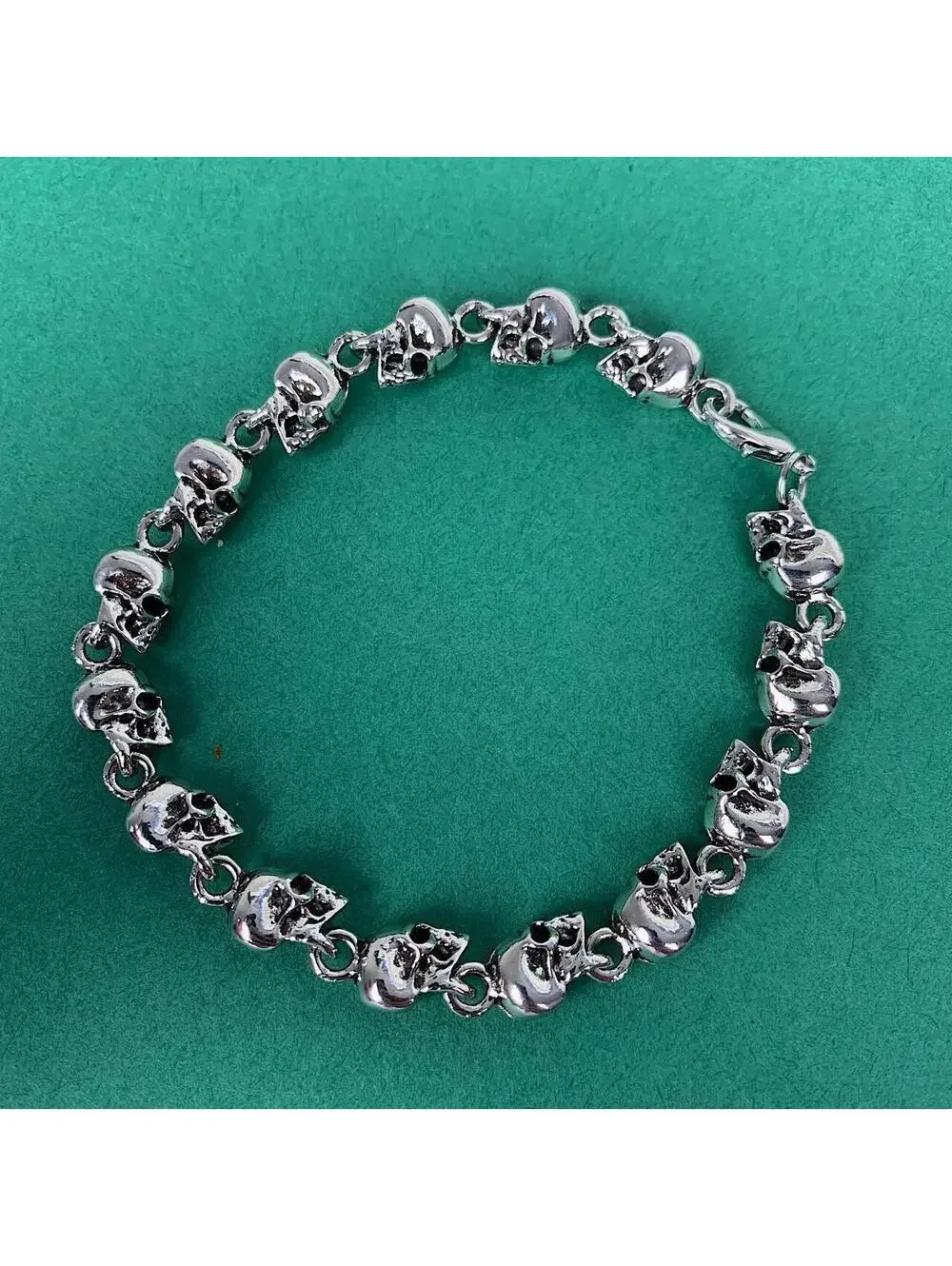 Emo Y2K Punk Style Skull Head Silver Bracelet. Great Quality!